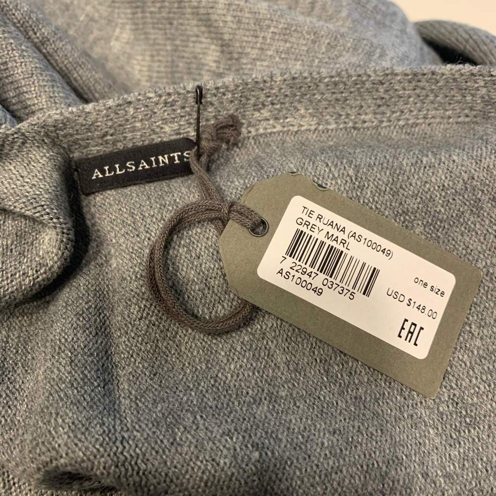 NWT All Saints | Tie Ruana Grey Marl - Picture 6 of 8